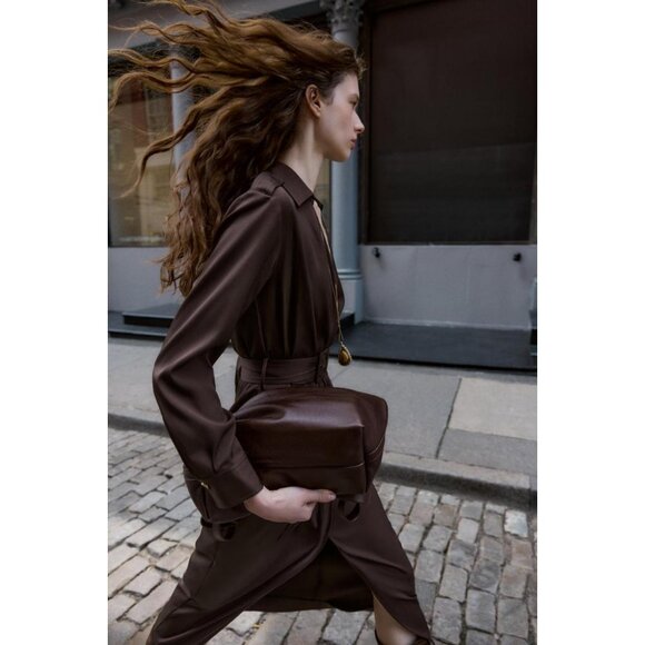 ZARA BELTED WRAP MIDI DRESS - Picture 3 of 8